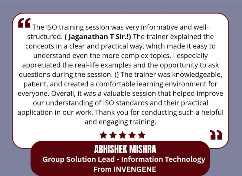 ISO Training Feedback